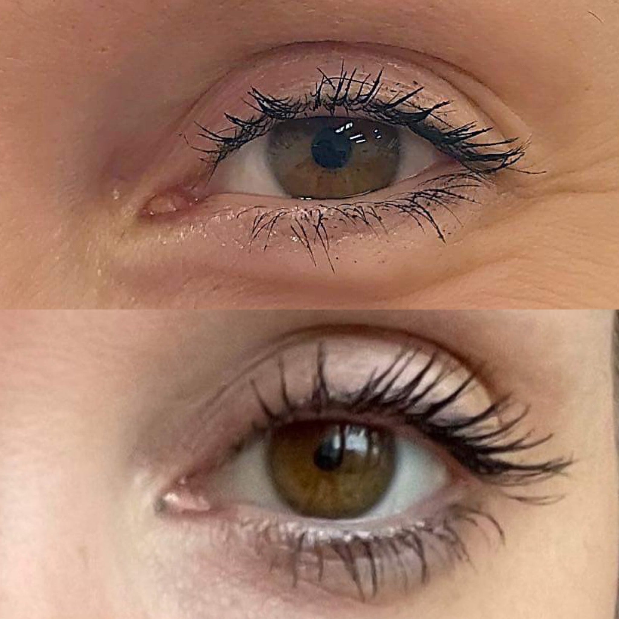 Before and After of using lash growth serum